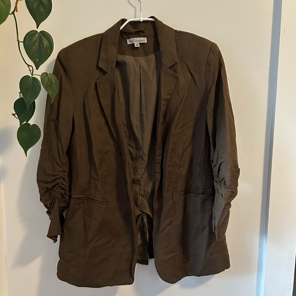 Anthropologie Linen blazer in forest green - Picture 1 of 4